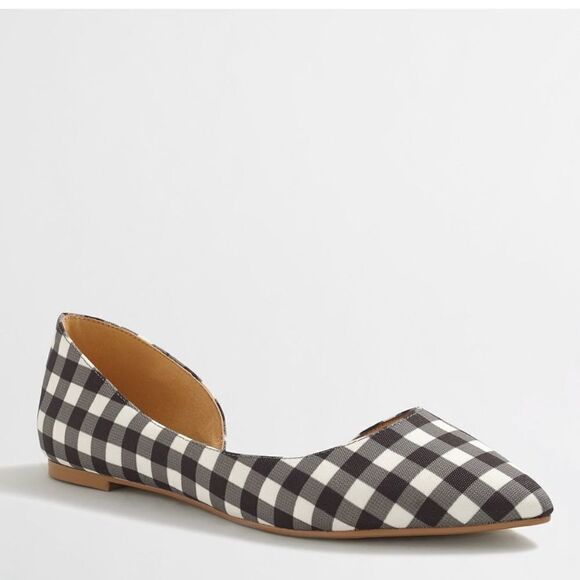 J crew gingham black and white pointed toe flats - Picture 1 of 4